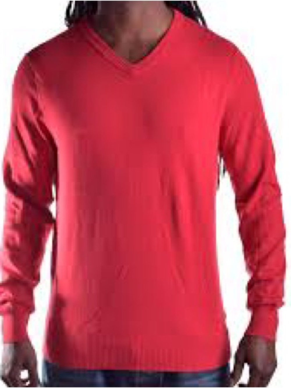 John Ashford Men's V-Neck Sweater in Red
